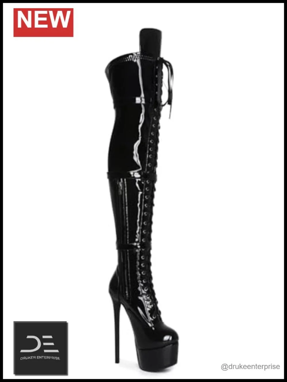 Over Knee Stiletto Platform Boots Women Patent Leather Large Size US5-19